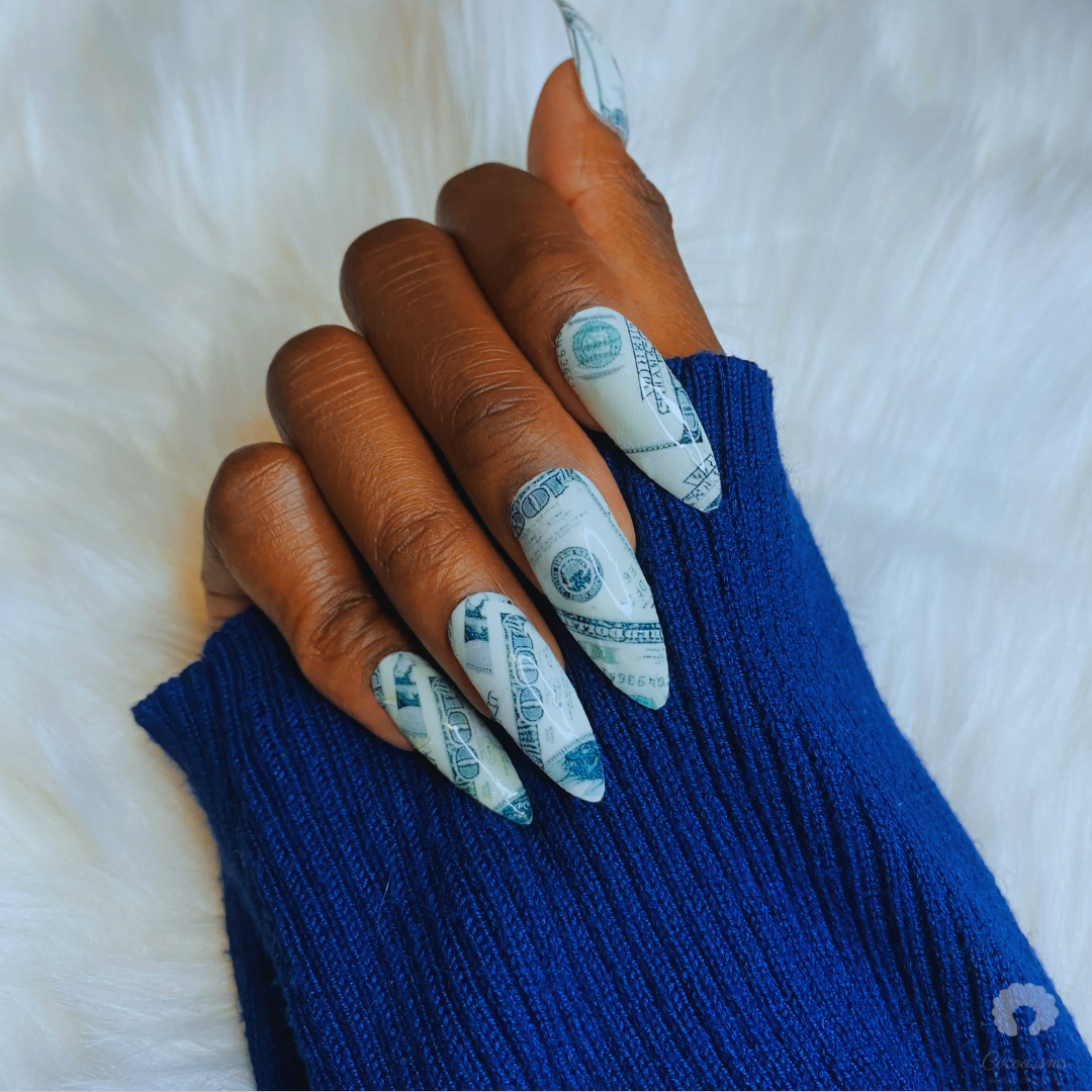 Money Bag Print Waterslide Nail Decals